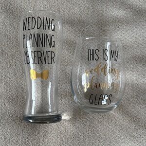 Wedding Planning Glass Set with Gold Accents